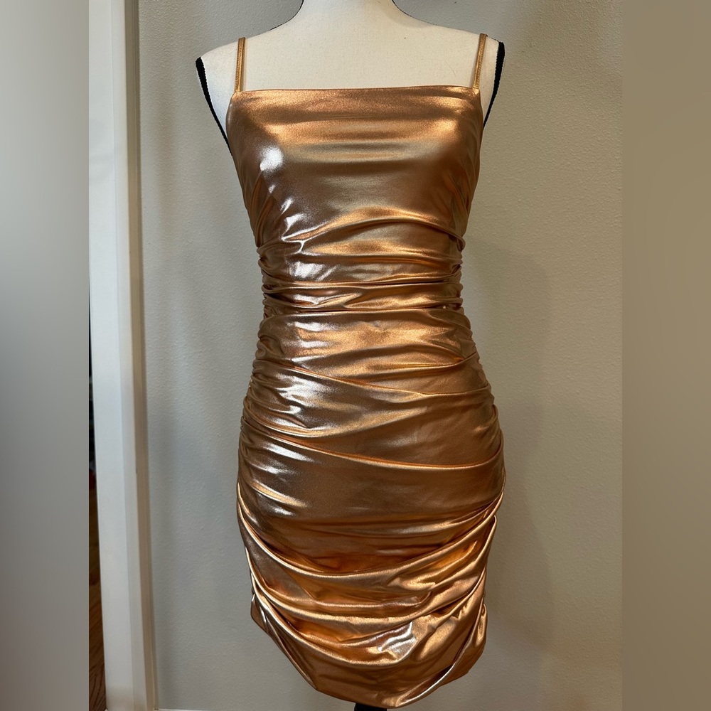 Rosedress metallic rose gold mini dress
